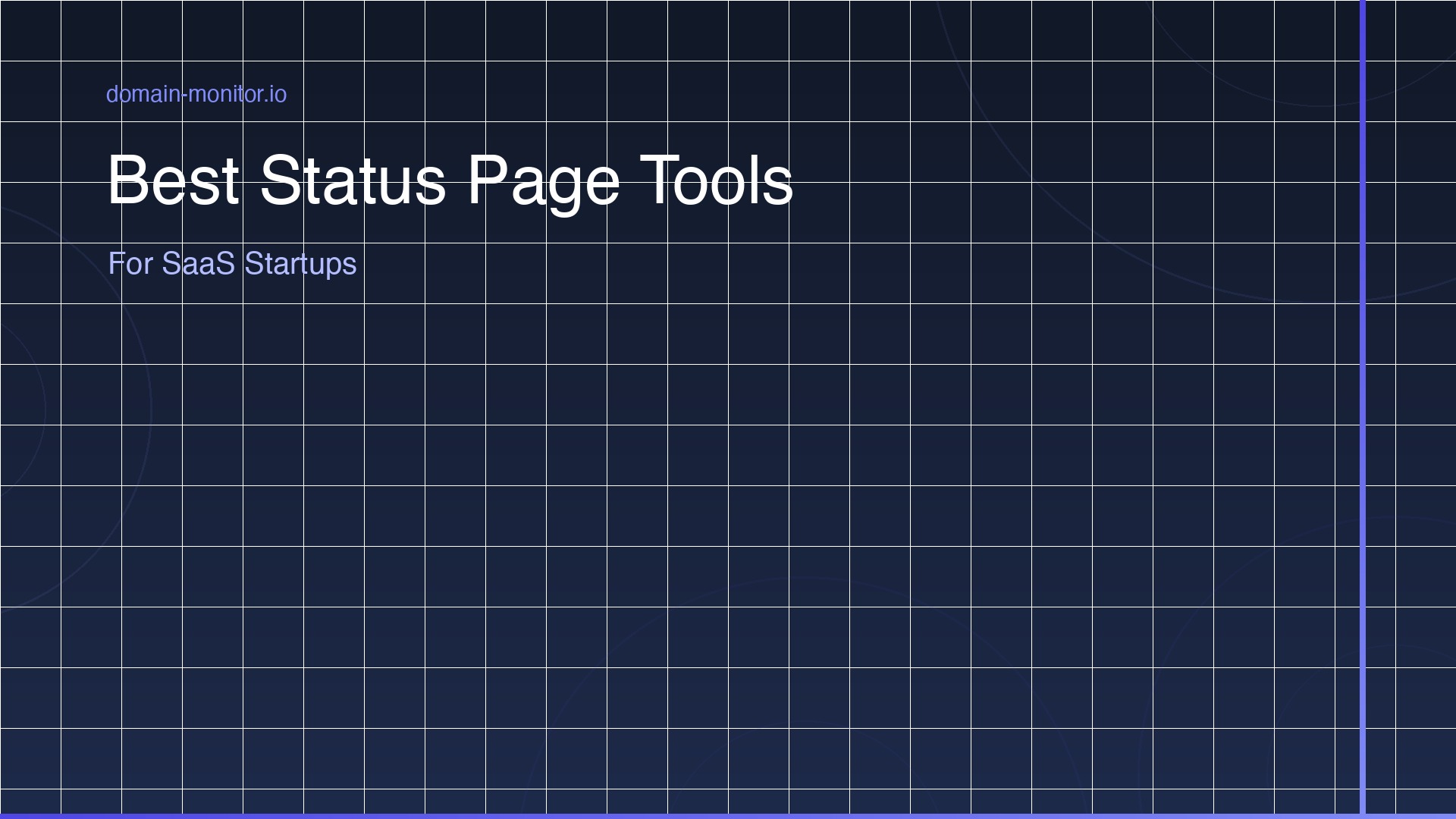 Comparison of SaaS status page tools showing Statuspage, Instatus, Betterstack and Domain Monitor interfaces with feature and pricing comparison