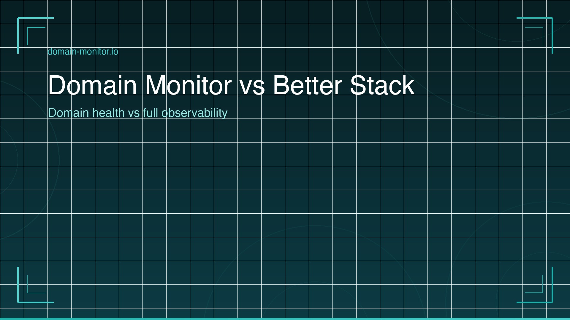 Side by side comparison of Domain Monitor and Better Stack monitoring dashboards showing domain health vs infrastructure observability features