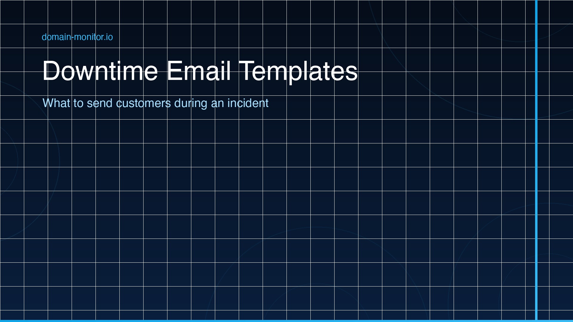 Email compose window showing a downtime notification being drafted with incident timeline and customer communication checklist