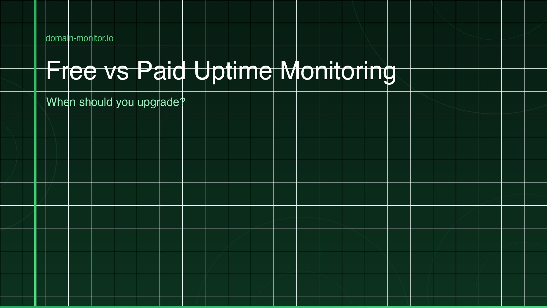 Comparison chart showing free monitoring limitations versus paid monitoring features with a decision point indicator