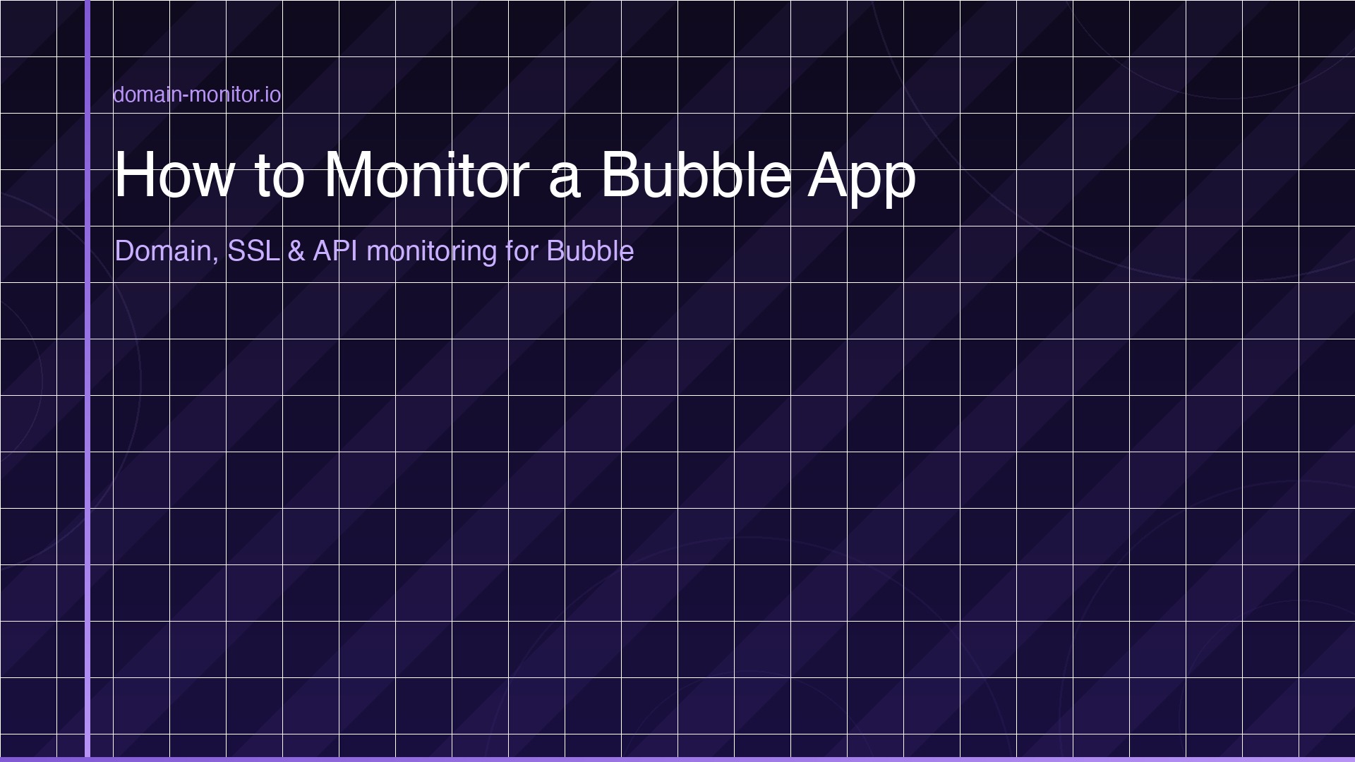 Bubble no-code app monitoring showing custom domain uptime SSL certificate status and API workflow availability