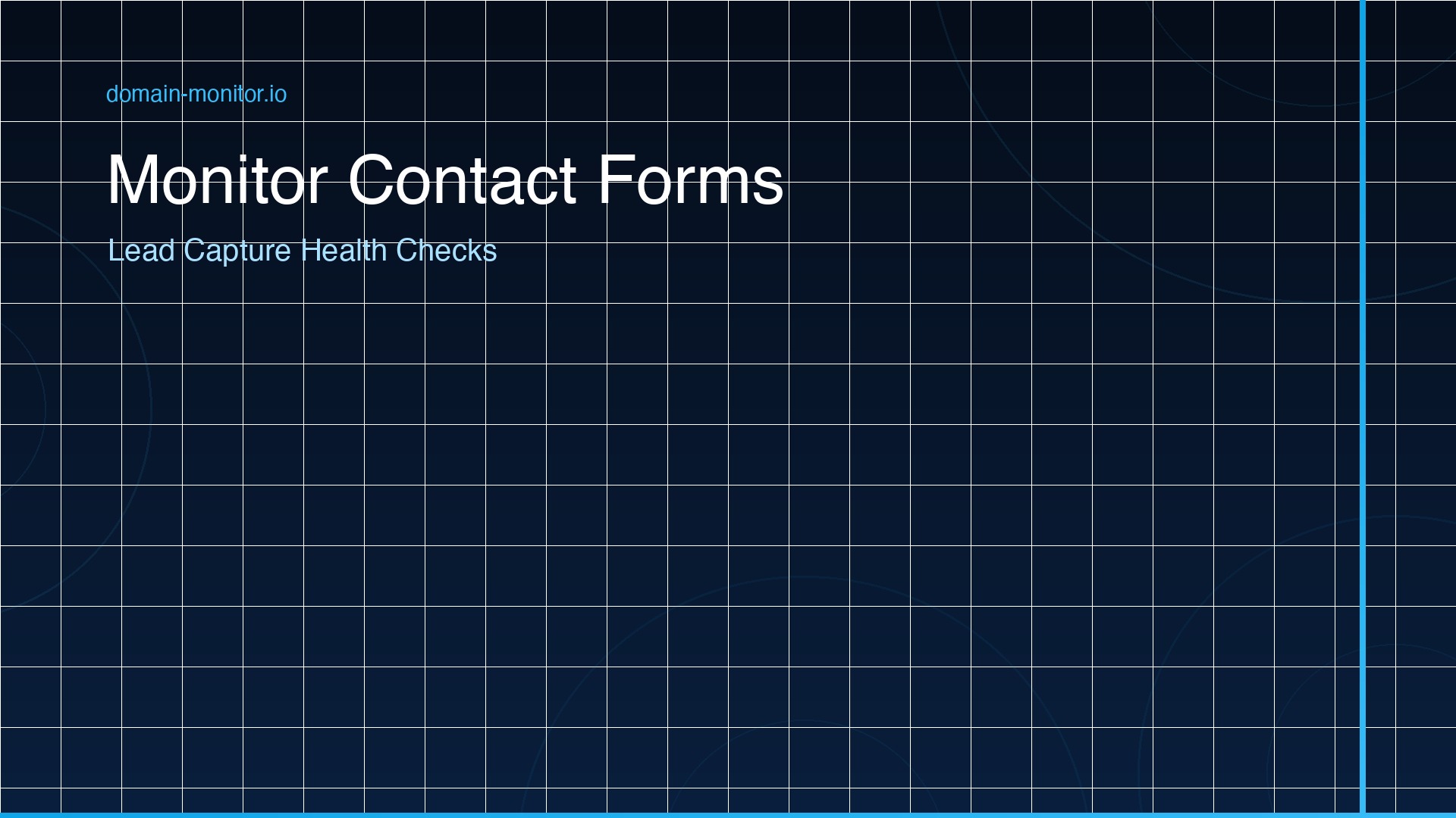 Contact form monitoring dashboard showing form submission endpoint health, email queue status and CRM webhook delivery rate