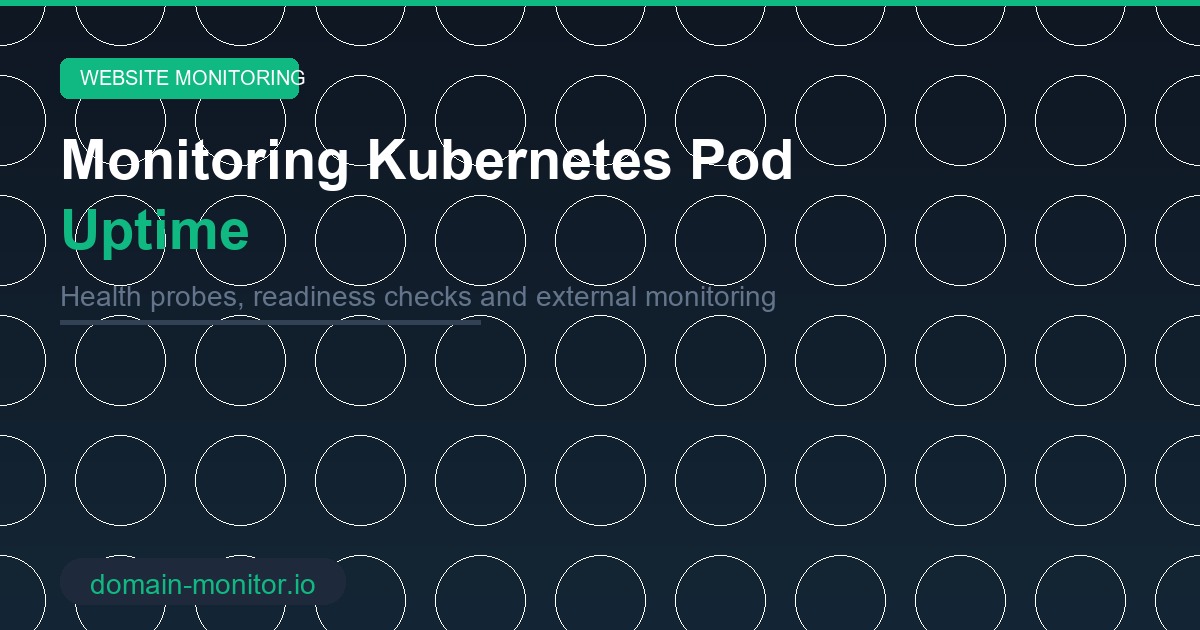 Kubernetes pod monitoring dashboard showing pod health status and uptime checks