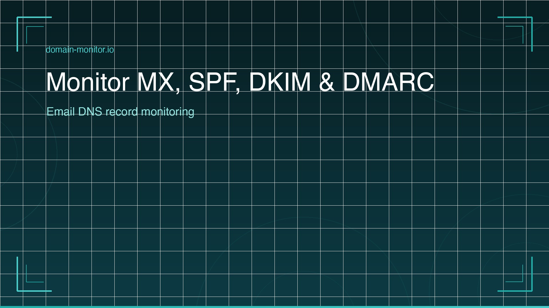 DNS record monitoring dashboard showing MX, SPF, DKIM and DMARC record status with green and red health indicators