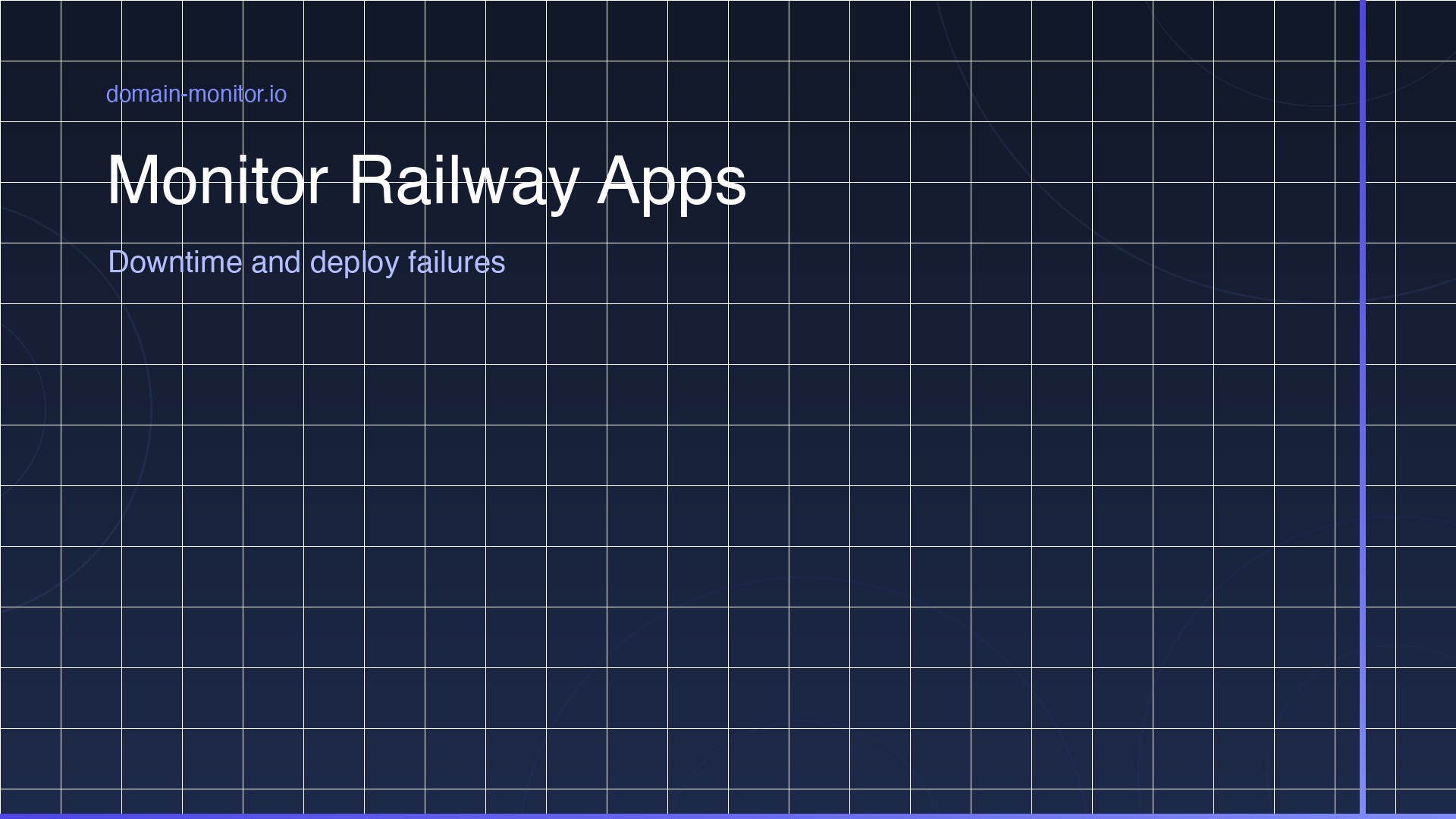 Railway deployment dashboard showing service health, deploy logs and uptime indicators on a dark background