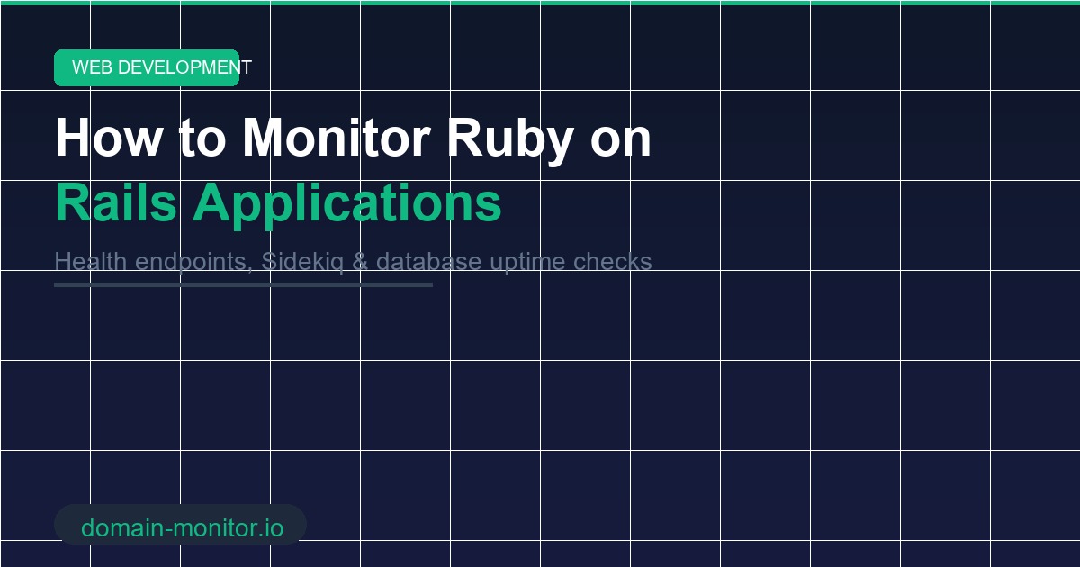 Ruby on Rails application monitoring showing health check status and Sidekiq worker availability