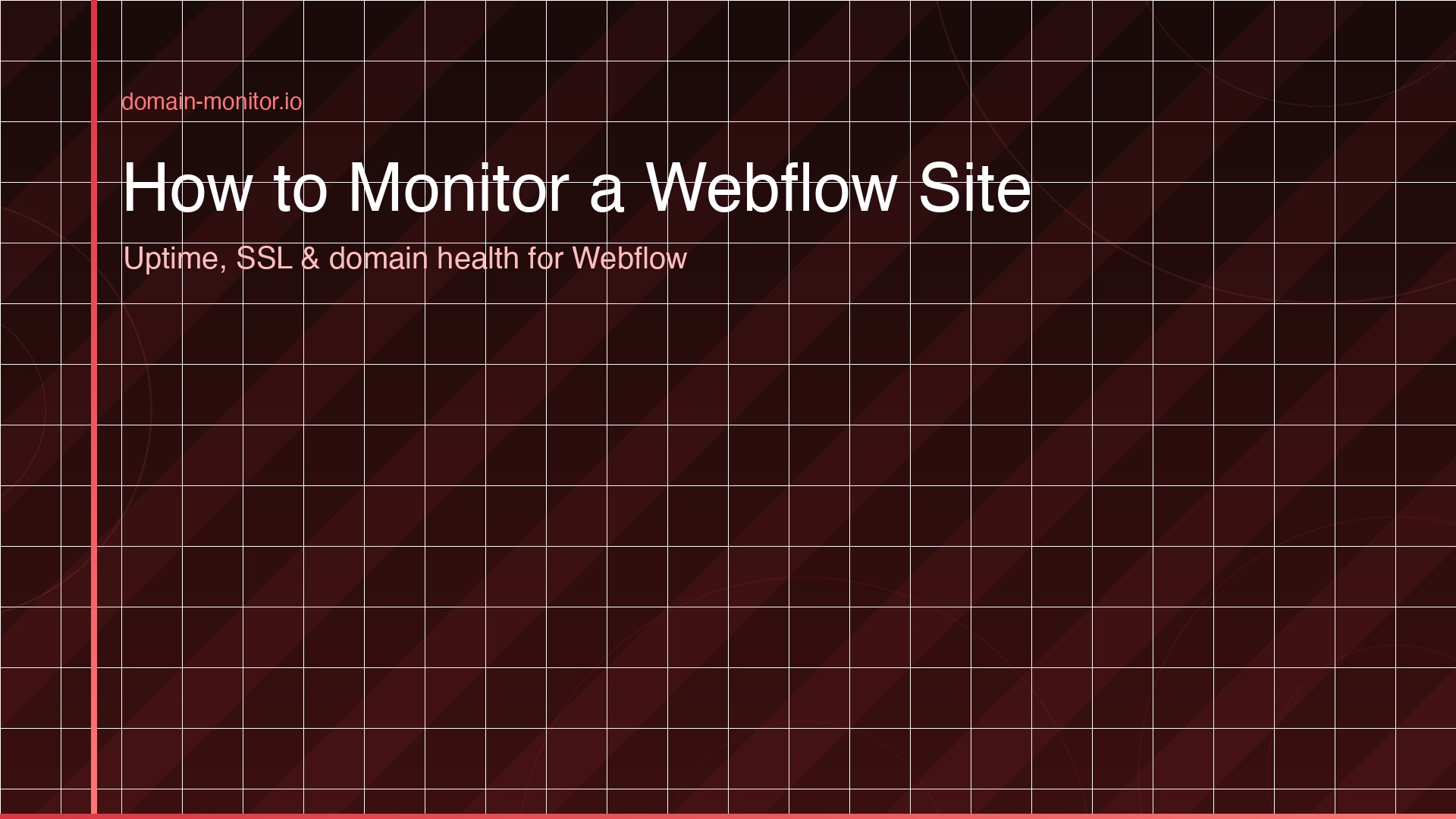 Webflow site monitoring dashboard showing uptime status SSL certificate and CMS availability checks