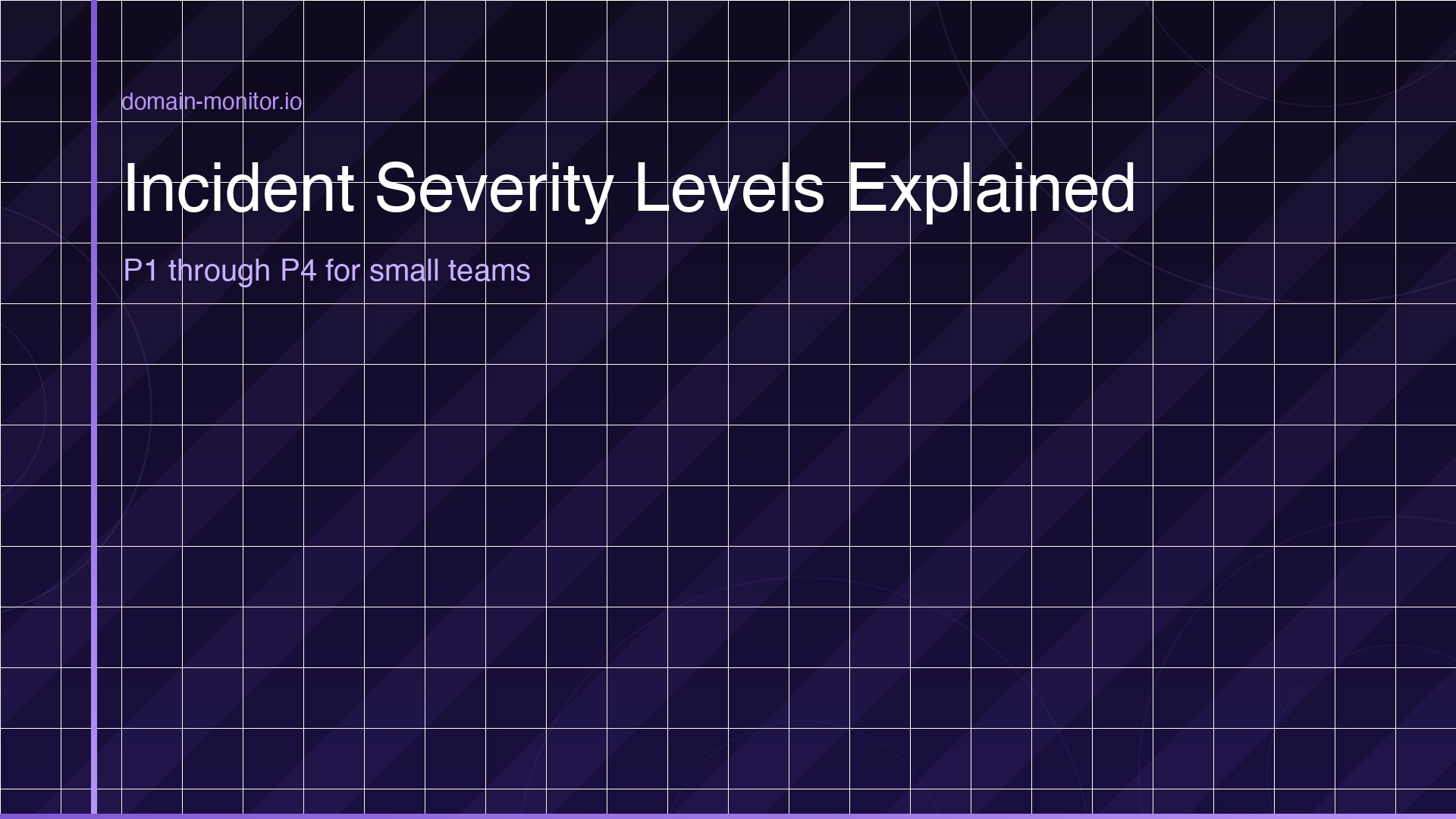 Incident severity matrix showing P1 through P4 levels with response times, escalation paths and example scenarios