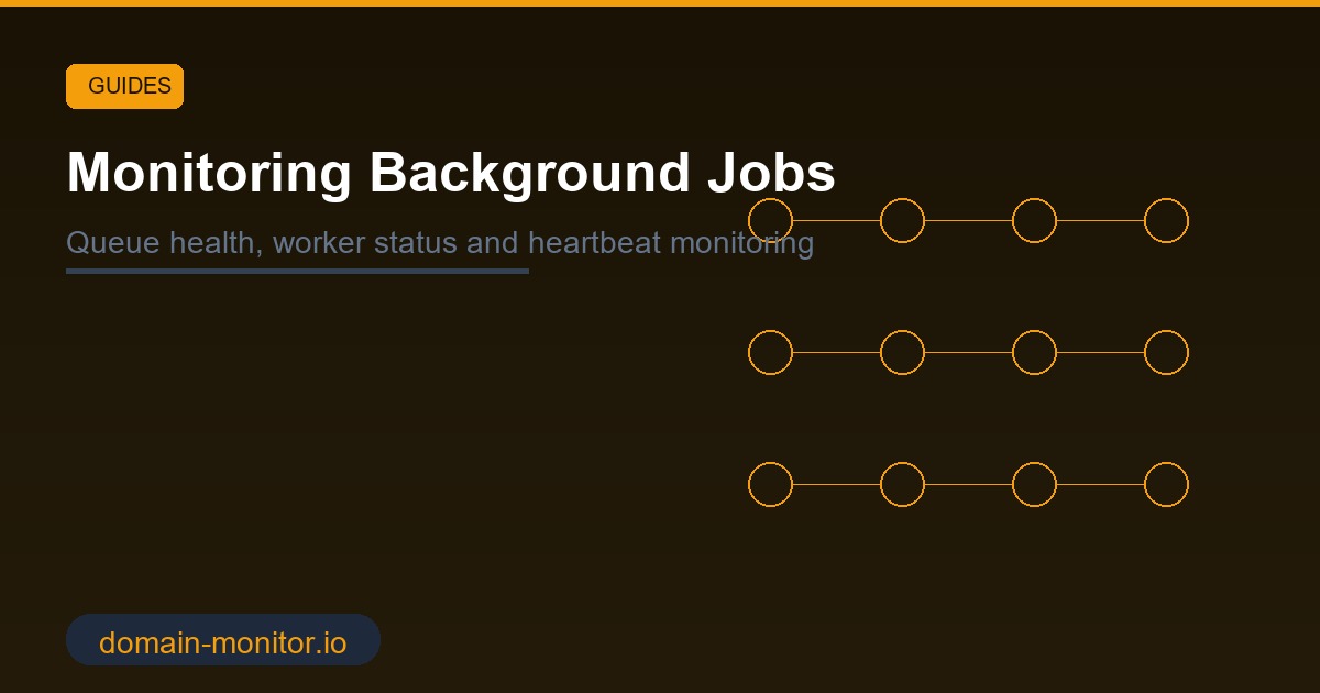 Background job monitoring dashboard showing queue depth, worker health and missed cron job alerts