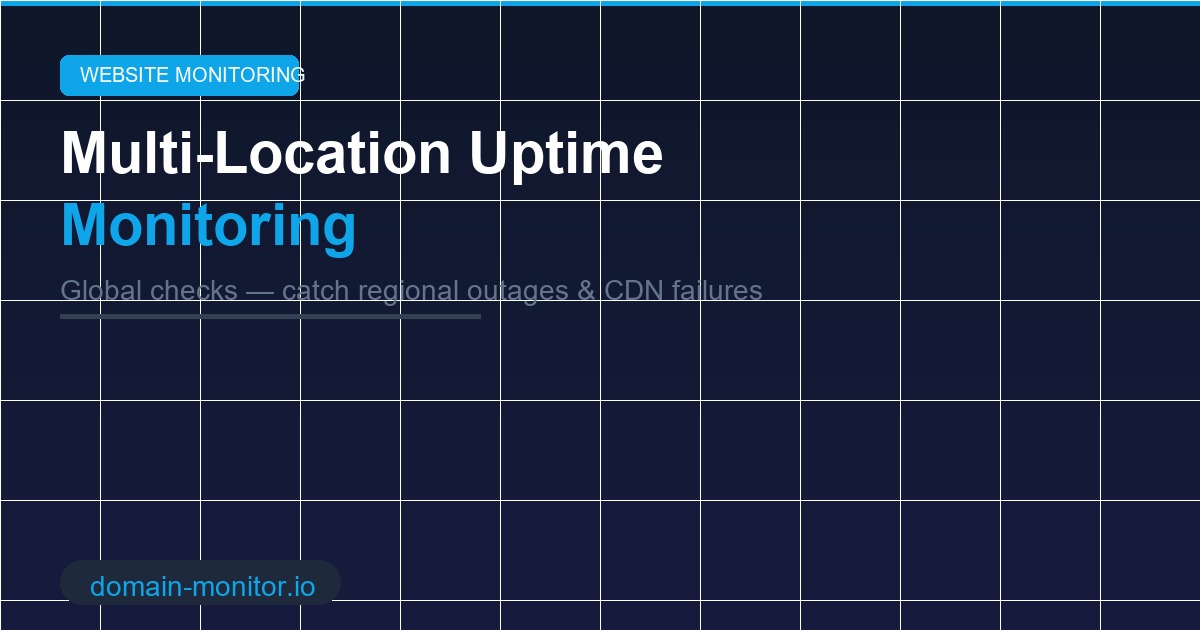 Multi-location uptime monitoring map showing check nodes across multiple global regions