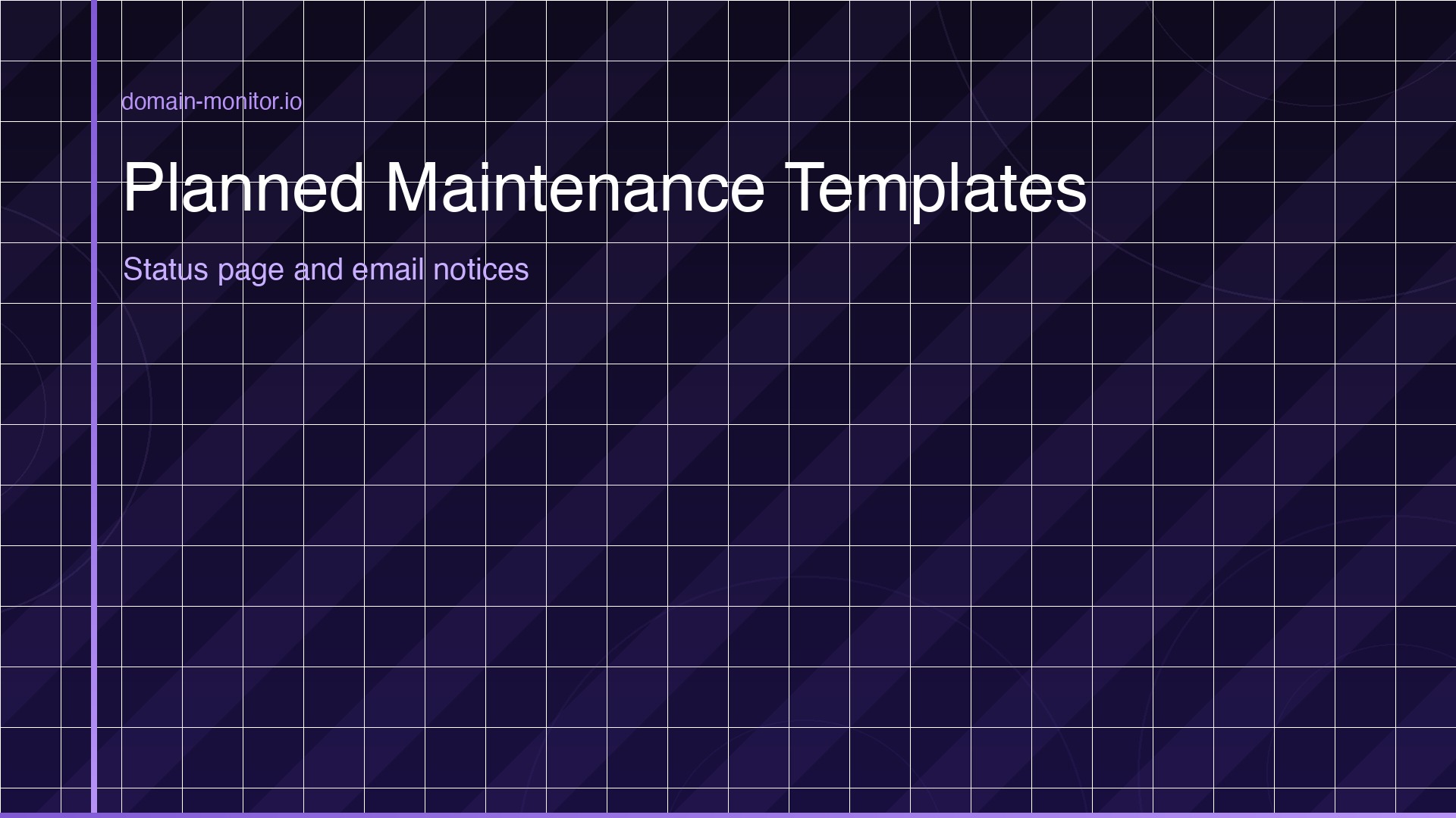 Status page showing scheduled maintenance notice with timeline, affected services and subscriber notification panel