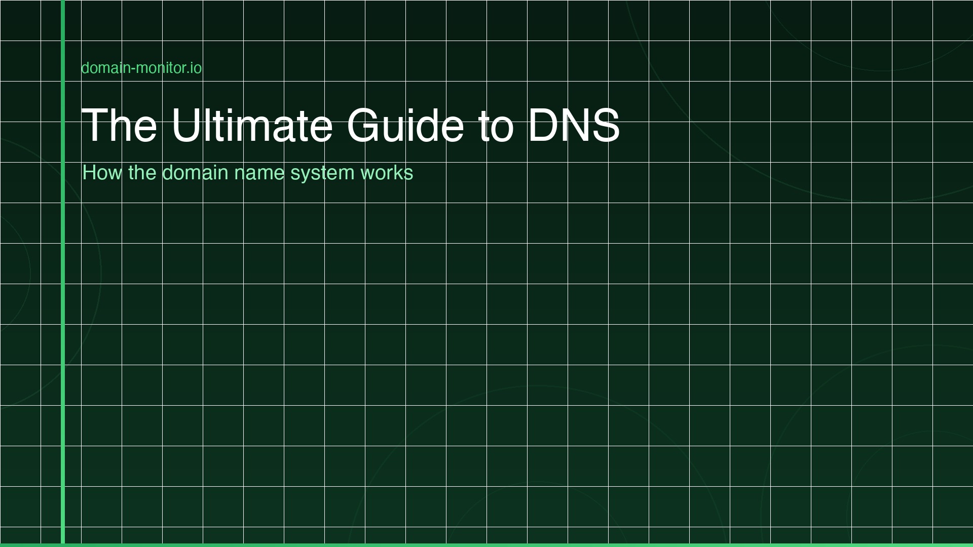Animated DNS resolution diagram showing query flowing from browser through resolver to root and authoritative nameservers