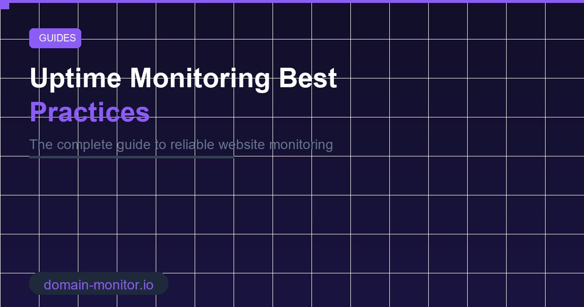 Uptime monitoring best practices guide showing check configuration, alerts and reporting dashboard