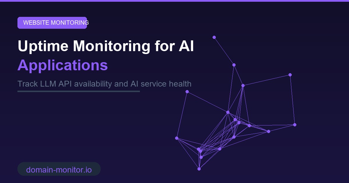 AI application monitoring dashboard showing LLM API uptime, response times and availability tracking