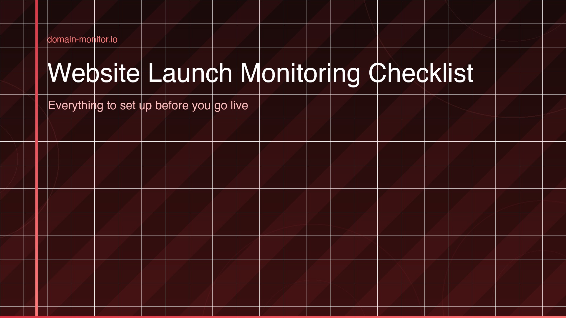 Website launch monitoring checklist showing uptime SSL domain expiry and alerting setup steps before going live