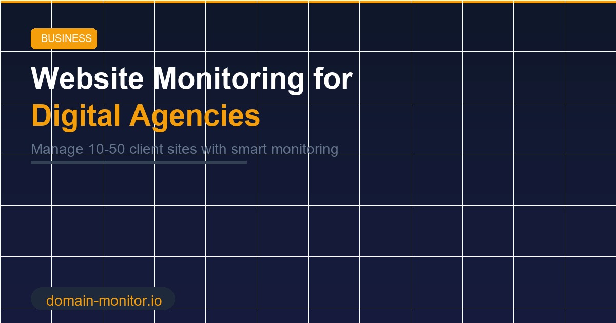 Digital agency dashboard showing multiple client website monitoring statuses