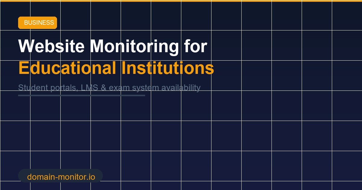 Educational institution website monitoring showing student portal uptime and enrolment system availability