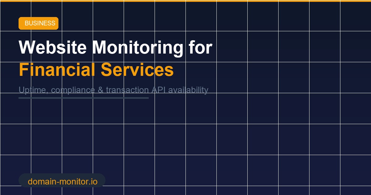 Financial services website monitoring dashboard showing banking portal uptime and transaction API availability