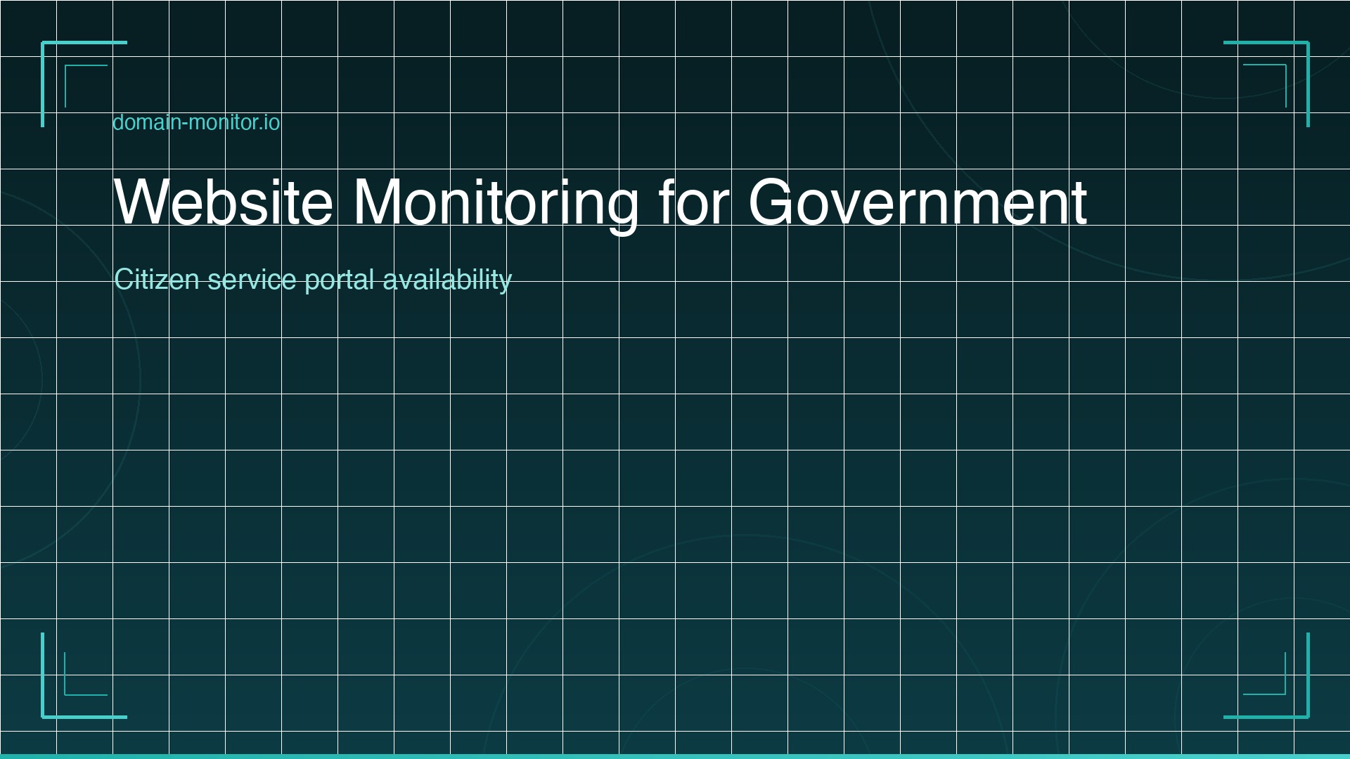 Government website monitoring dashboard showing citizen service portal uptime SSL certificate status and domain health for public sector sites