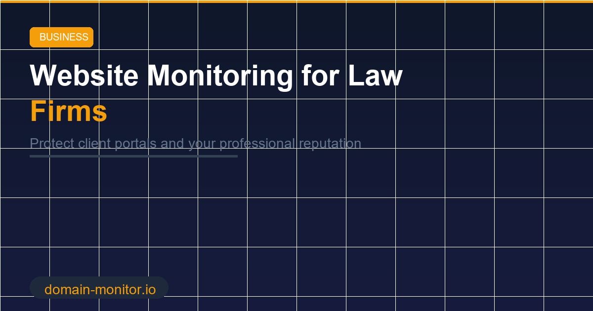 Law firm website monitoring dashboard showing uptime status and client portal availability