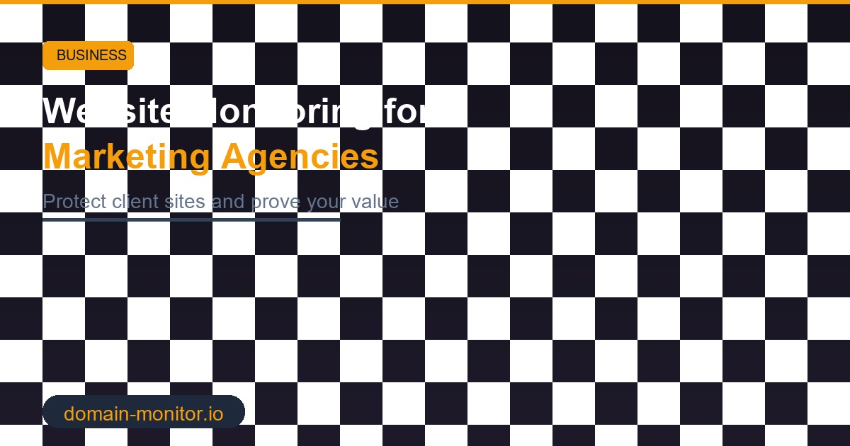 Marketing agency website monitoring dashboard showing uptime status for multiple client websites