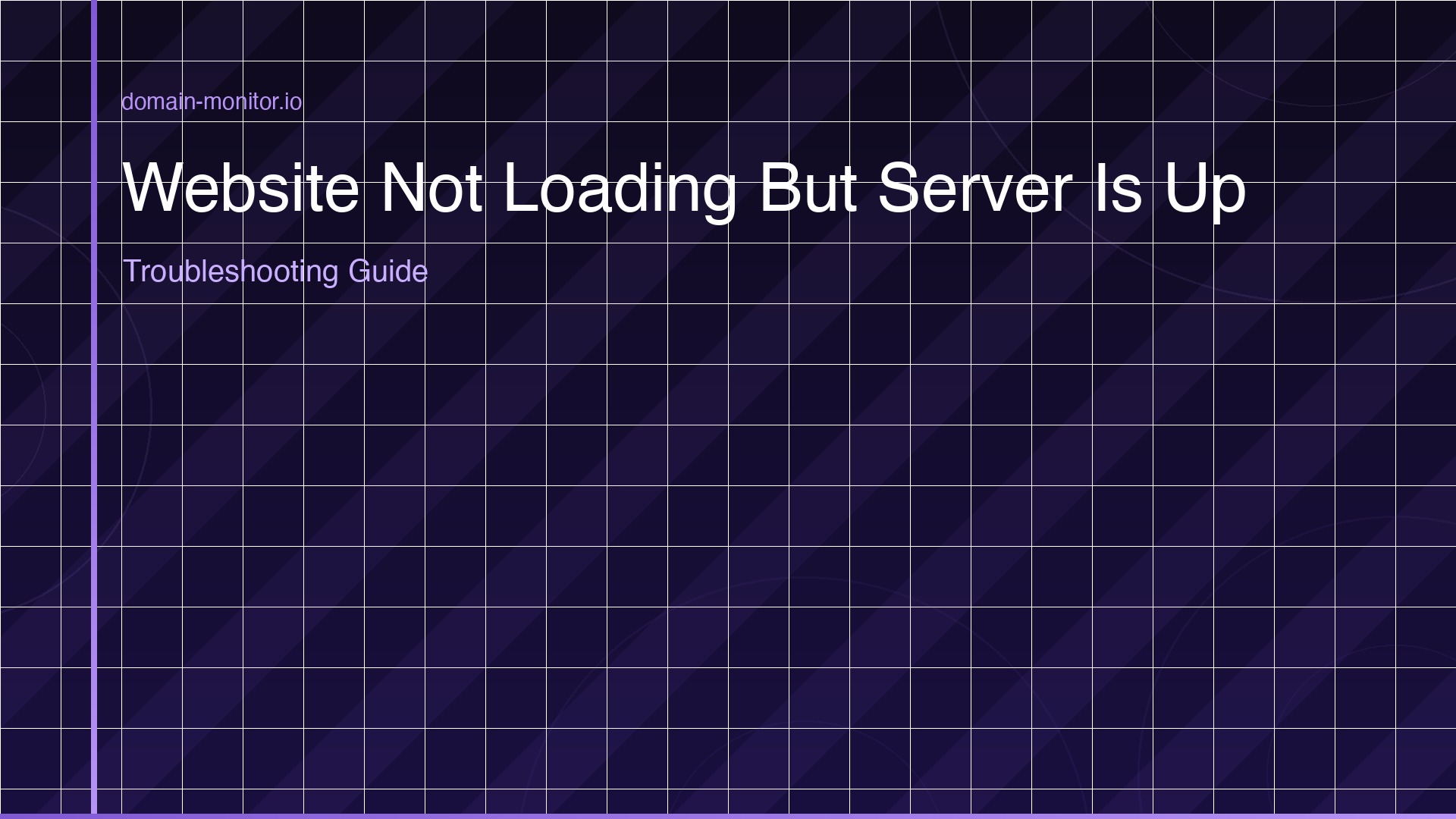 Website loading spinner stuck on screen with green server status indicator