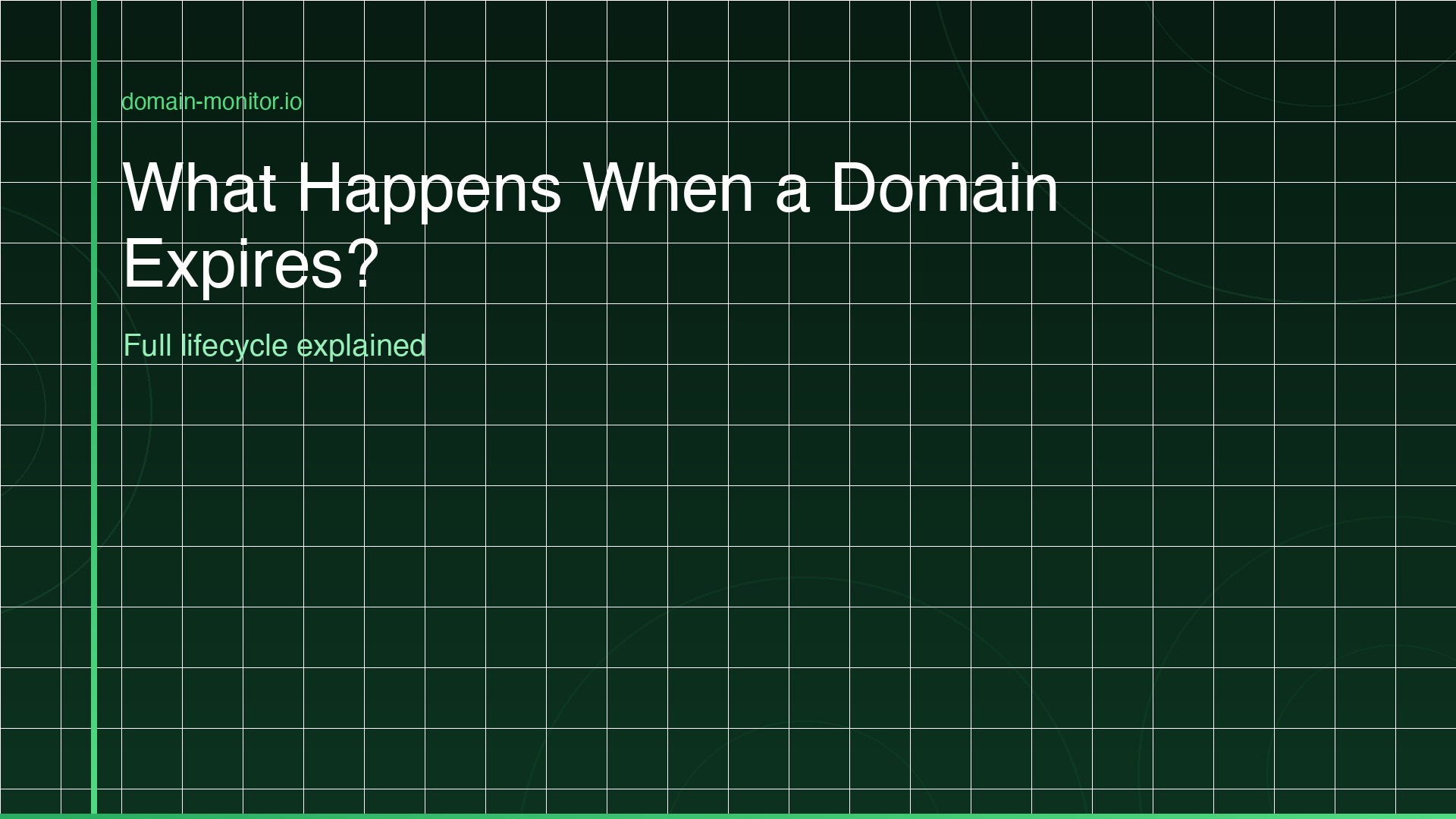 Domain lifecycle timeline diagram showing active, grace period, redemption and deletion stages with countdown indicators