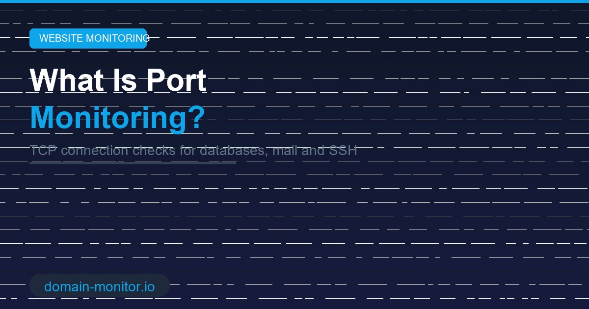 Port monitoring diagram showing TCP connection checks on ports 22, 25, 3306 and 5432