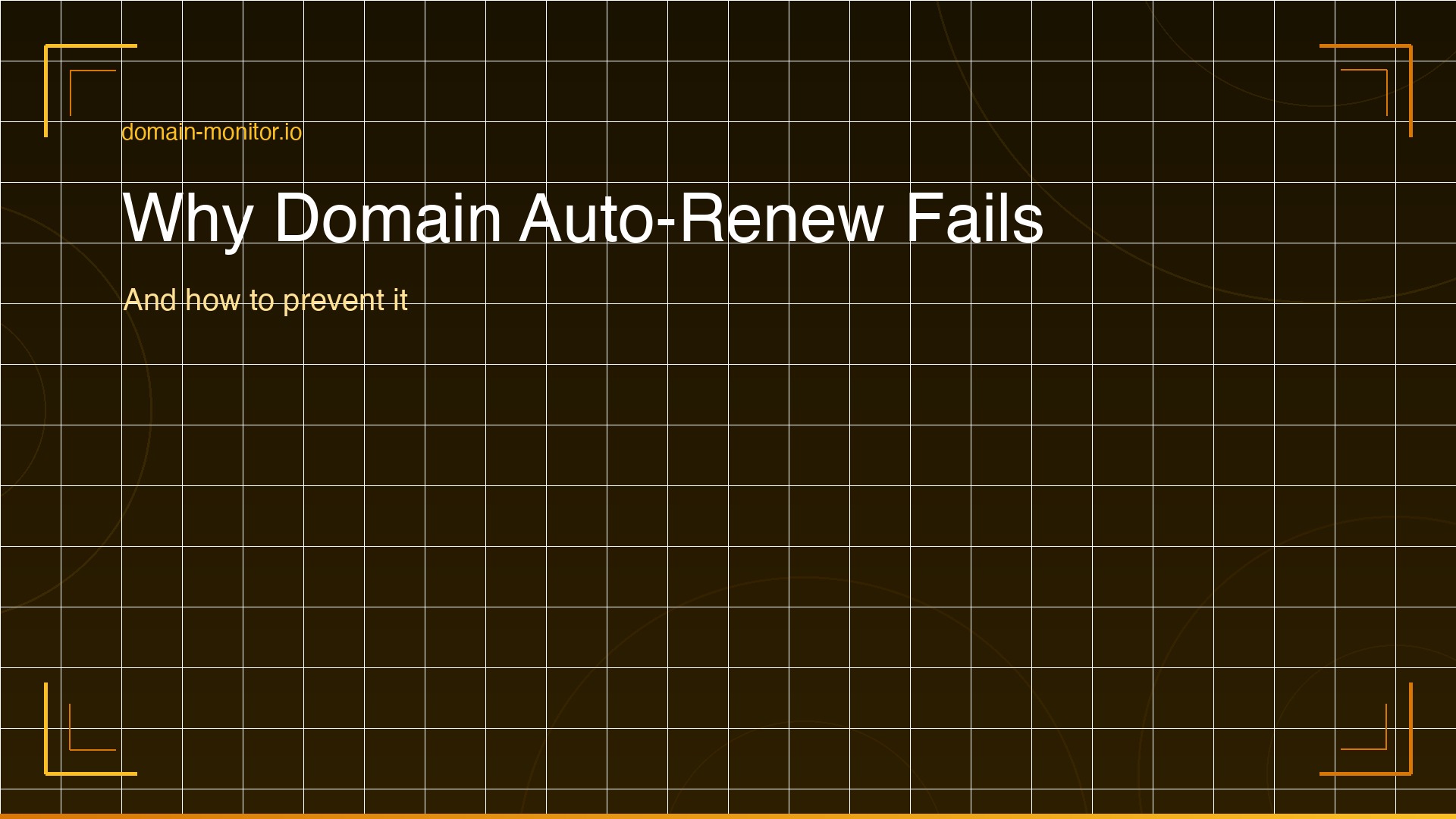 Domain renewal alert notification on a laptop showing failed auto-renew warning with payment and expiry details